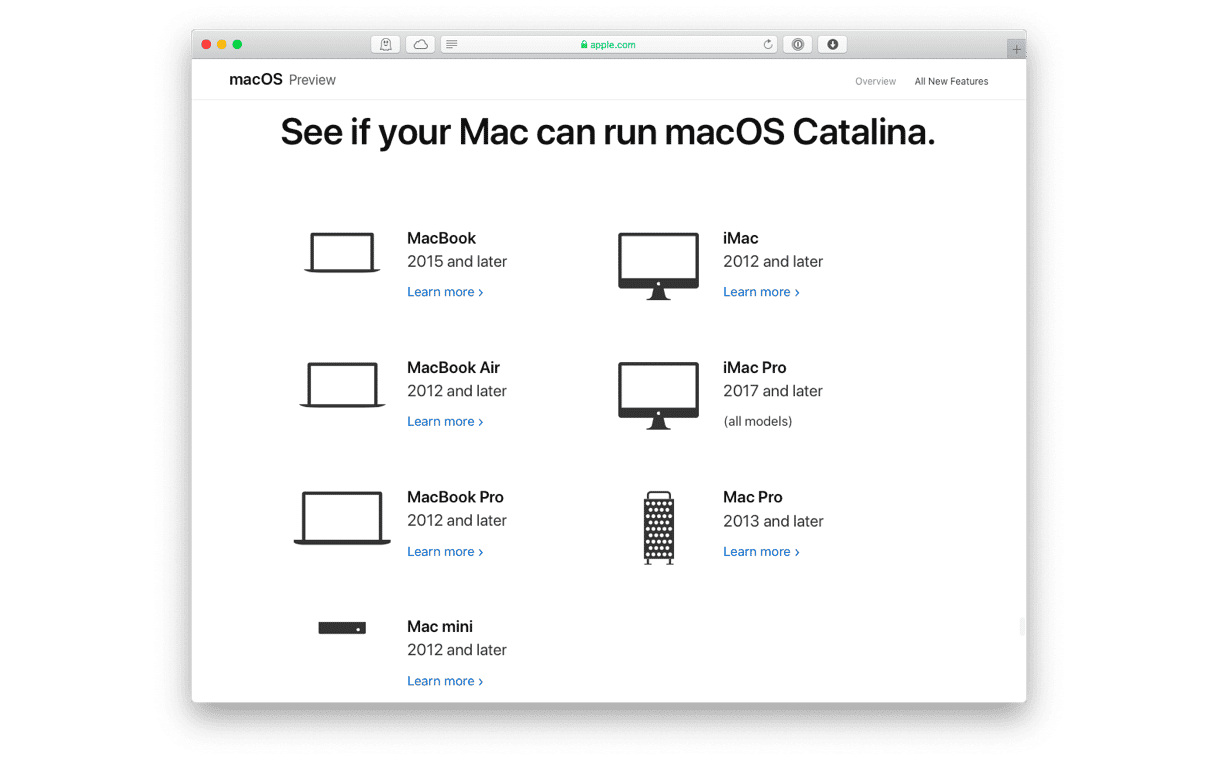 What are the system requirements for macOS Catalina